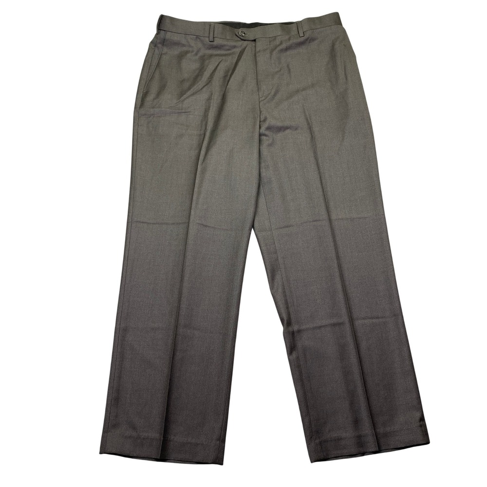 Croft & Barrow Mens Sz 40 Gray Flat Front Comfort Dress Pants Charcoal Trousers